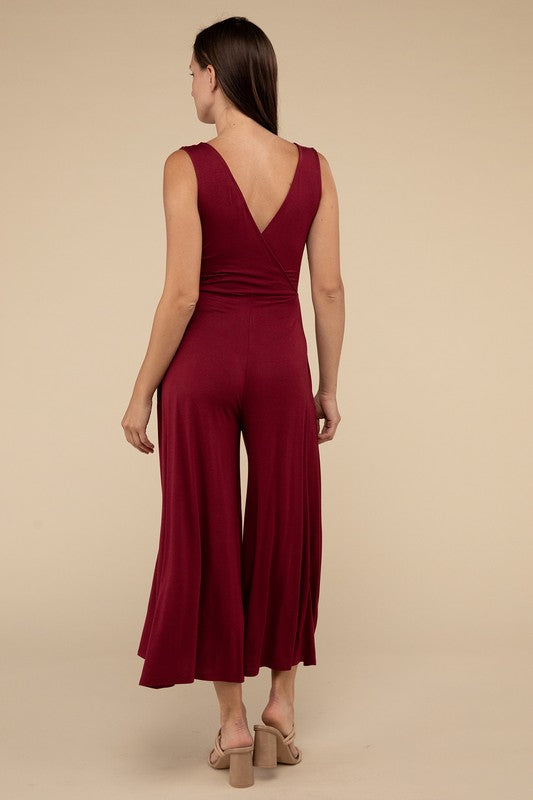 Surplice Neckline Sleeveless Jumpsuit | ONLINE EXCLUSIVE