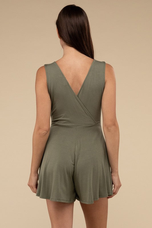 Surplice Neckline Sleeveless Romper | ONLINE EXCLUSIVE