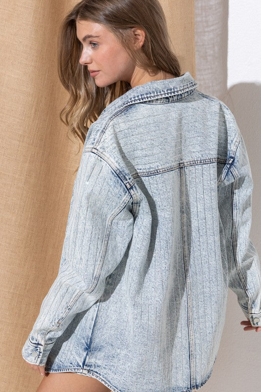 Sparkle Stone Stripe Denim Jacket | ONLINE EXCLUSIVE