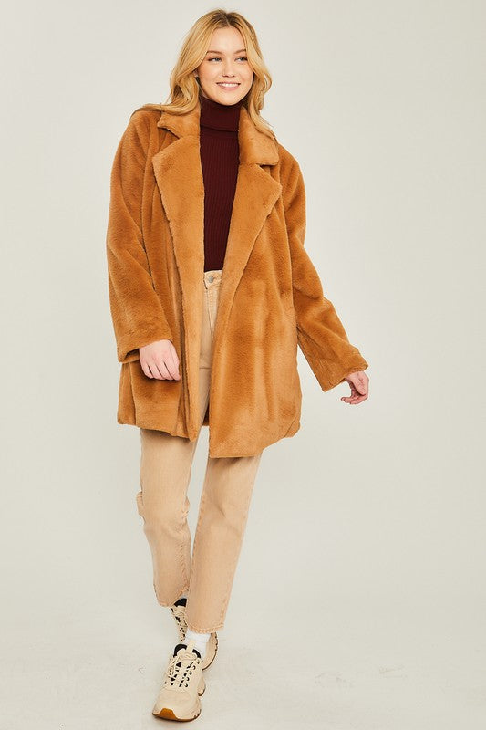 Woven Solid Teddy Collar Coat | ONLINE EXCLUSIVE