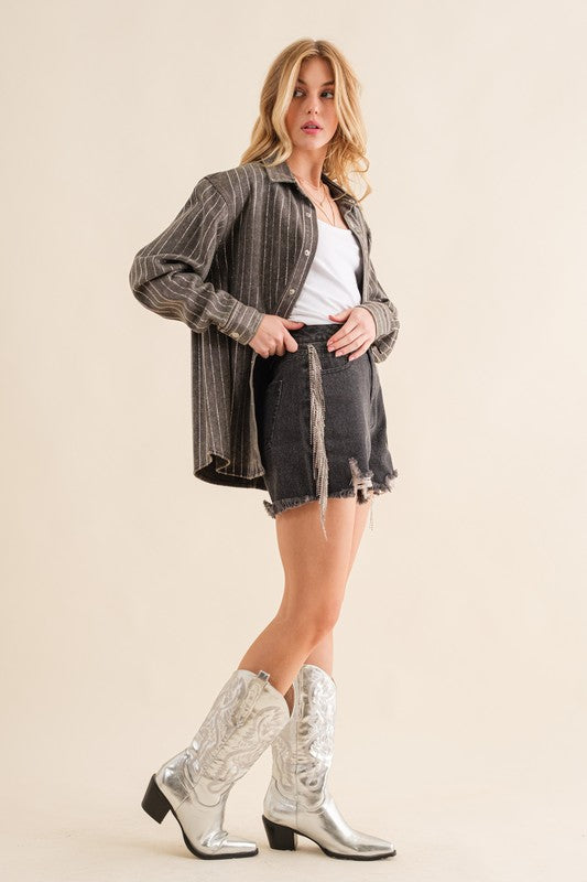 Sparkle Stone Stripe Denim Jacket | ONLINE EXCLUSIVE