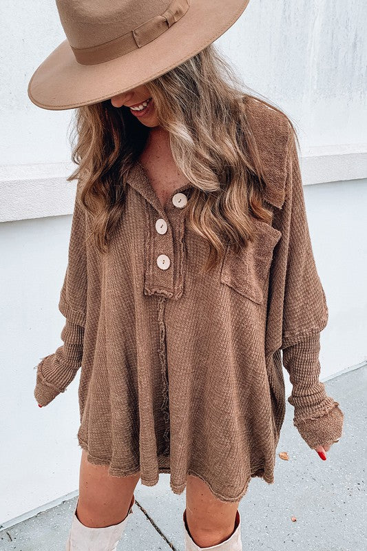 Jessica Mineral Dyed Vintage Waffle Tunic Top