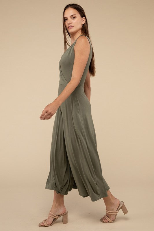 Surplice Neckline Sleeveless Jumpsuit | ONLINE EXCLUSIVE