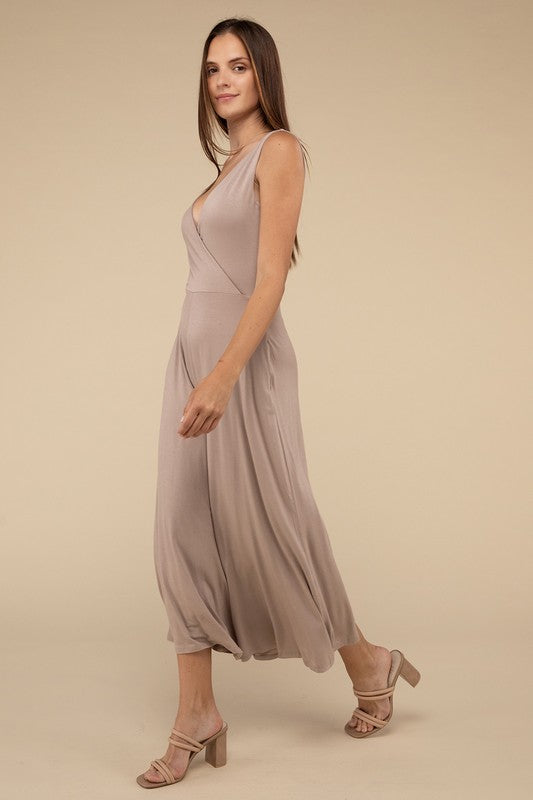 Surplice Neckline Sleeveless Jumpsuit | ONLINE EXCLUSIVE