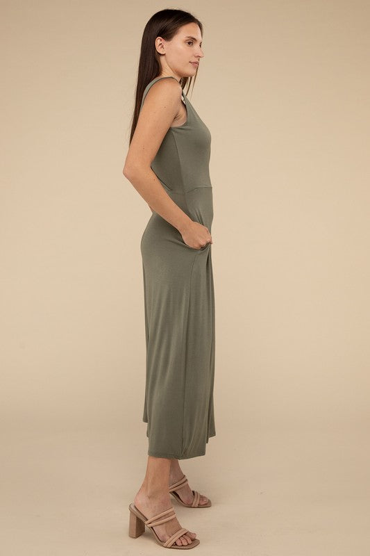 Surplice Neckline Sleeveless Jumpsuit | ONLINE EXCLUSIVE