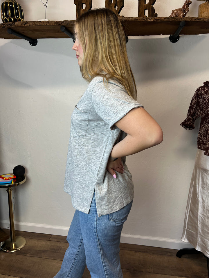 Valerie Pocket Tee - Grey