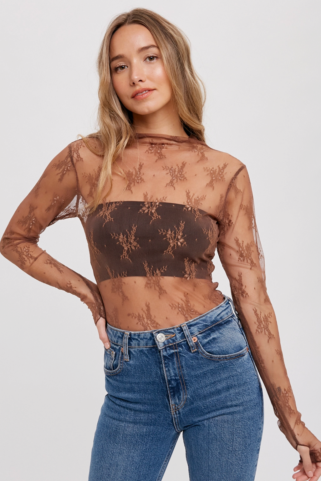 Isabella Floral Embroidered Mesh Top