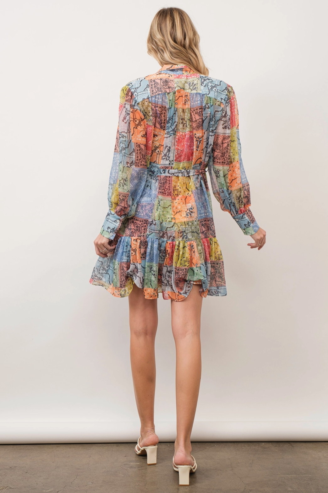 Dahlia Patchwork Chiffon Printed Dress