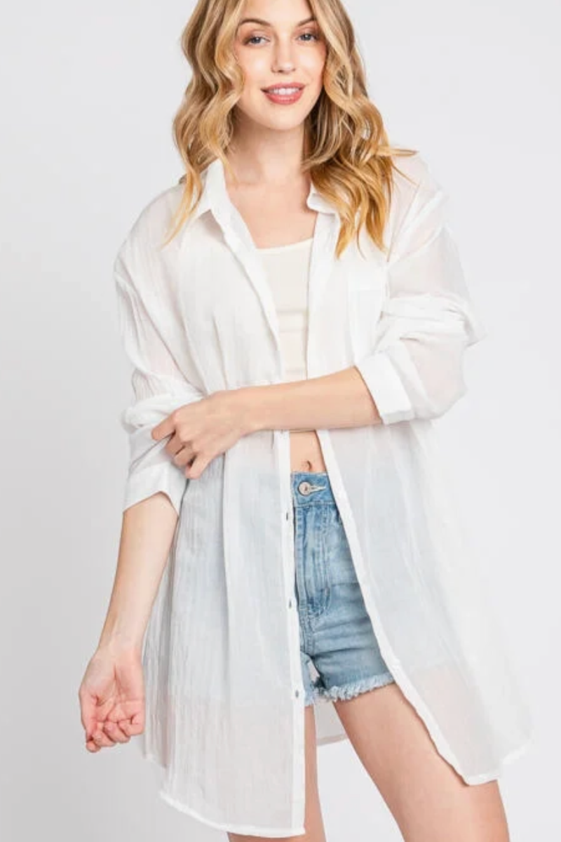 Rebecca Oversized Sheer Button Down