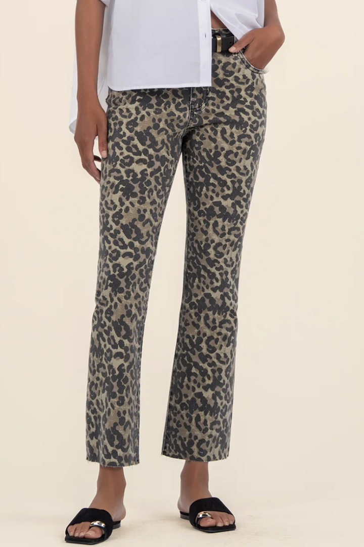 Kelsey High Rise Ankle Flare Fab Ab - Leopard