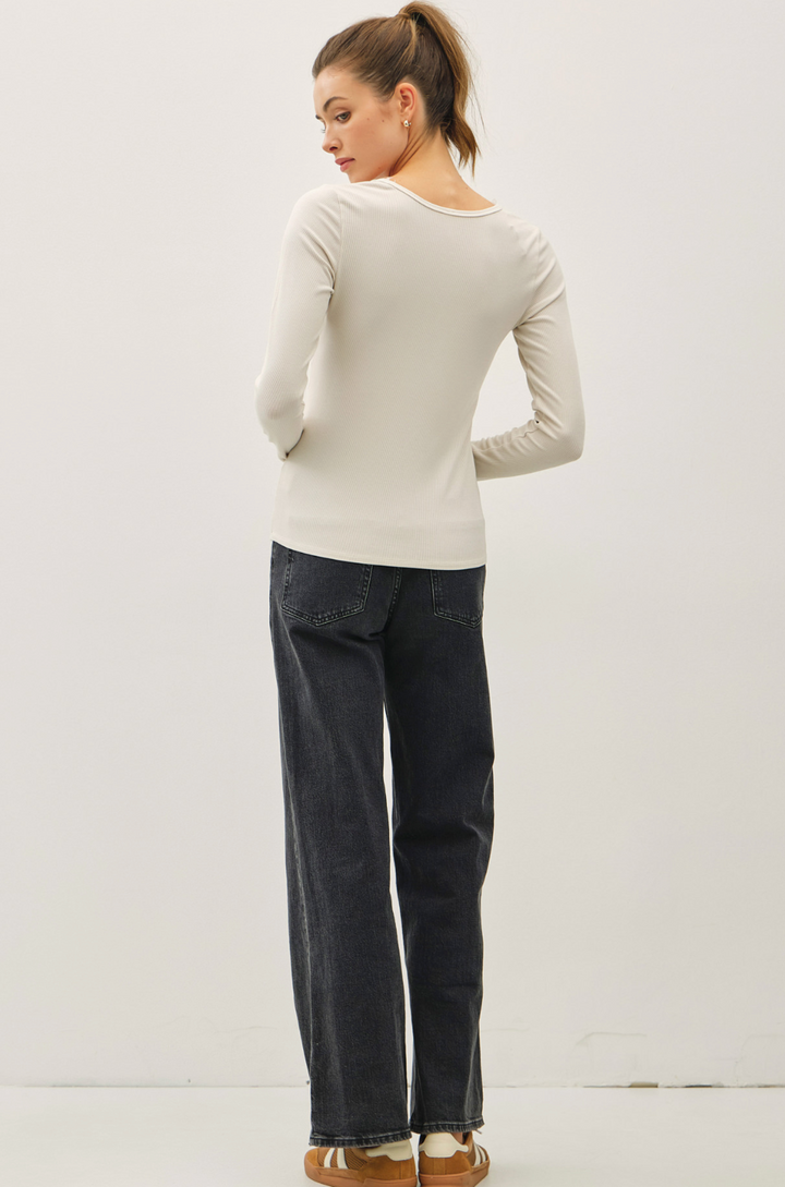 Sylvie Ribbed Long Sleeve - Stone