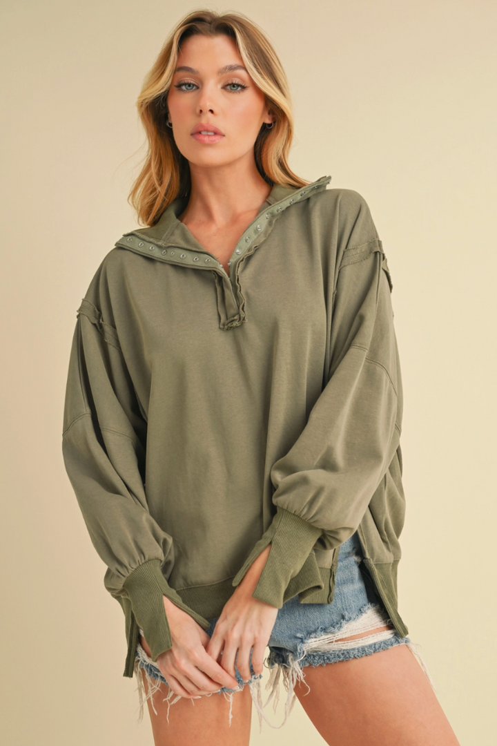 green sweatshirt