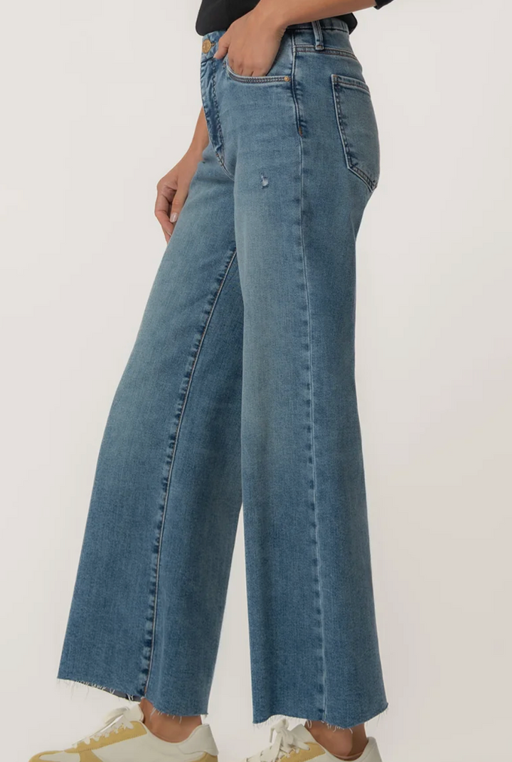 Meg High Waist Ankle Wide Leg Jeans - Regent Wash