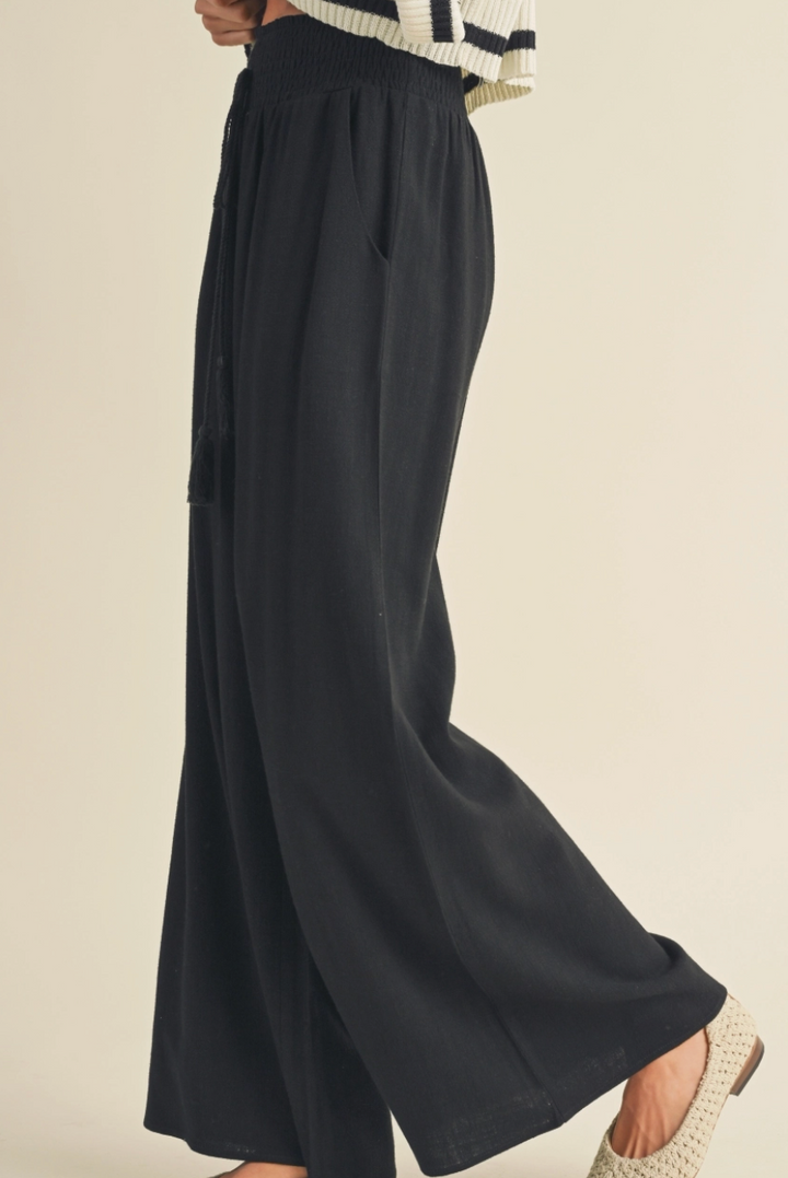 Julie Linen Blend Pants - Black