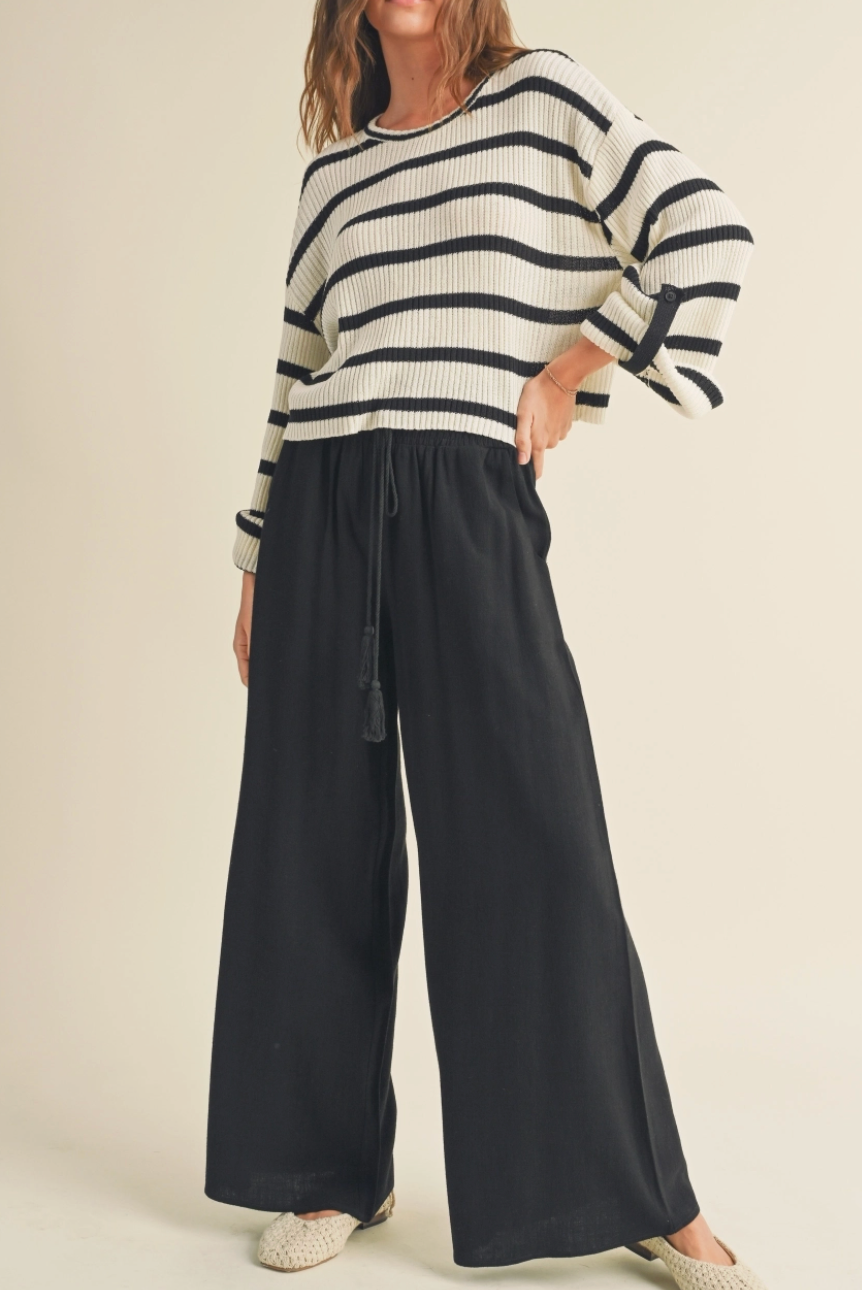 Julie Linen Blend Pants - Black