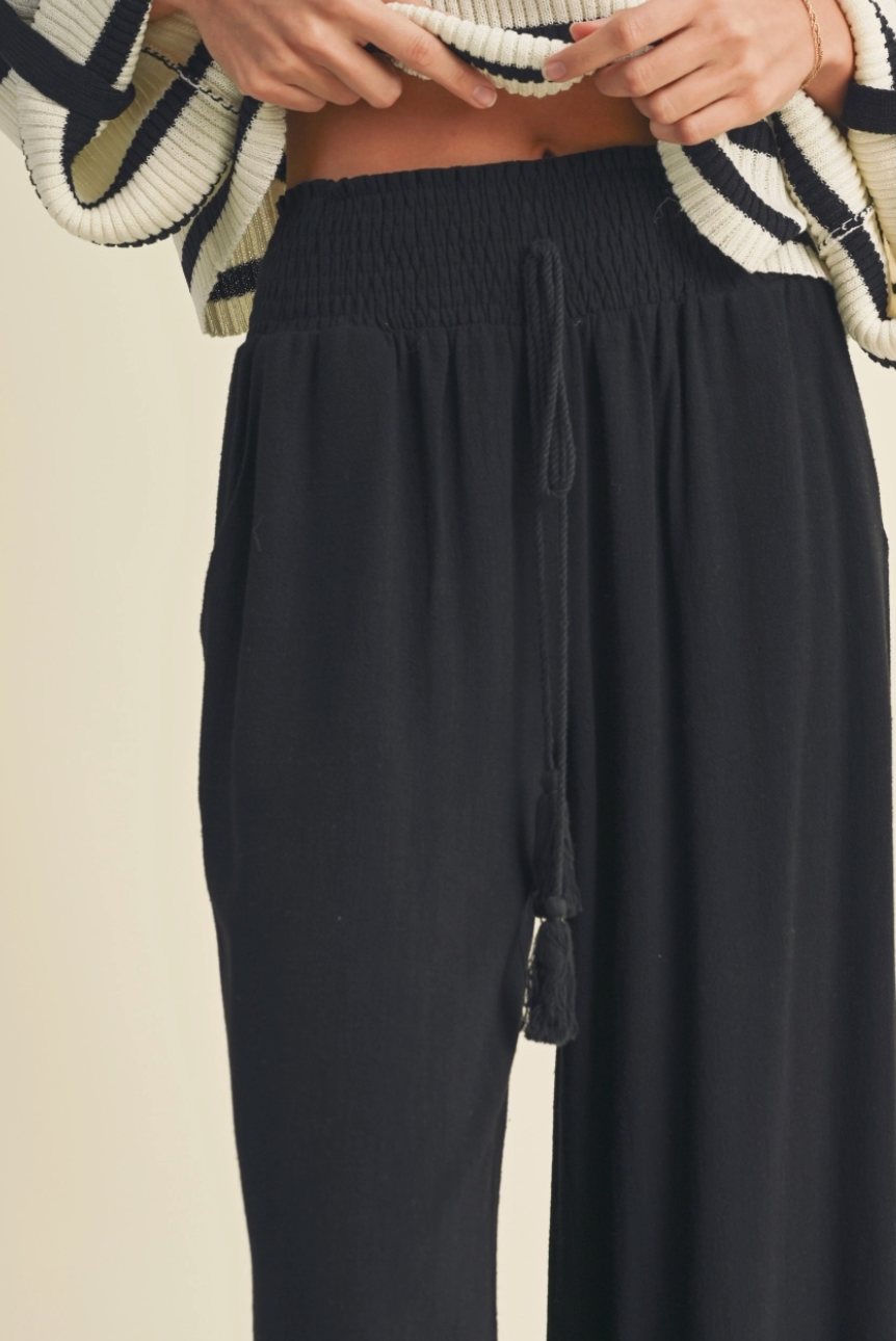 Julie Linen Blend Pants - Black