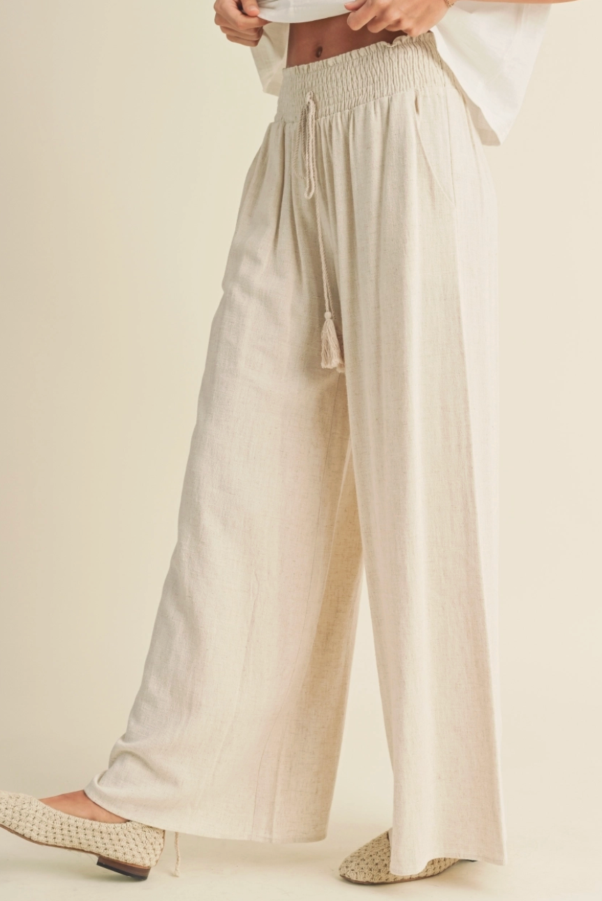 Julie Linen Blend Pants - Oat