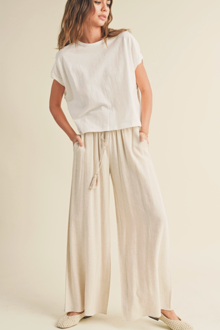 Julie Linen Blend Pants - Oat