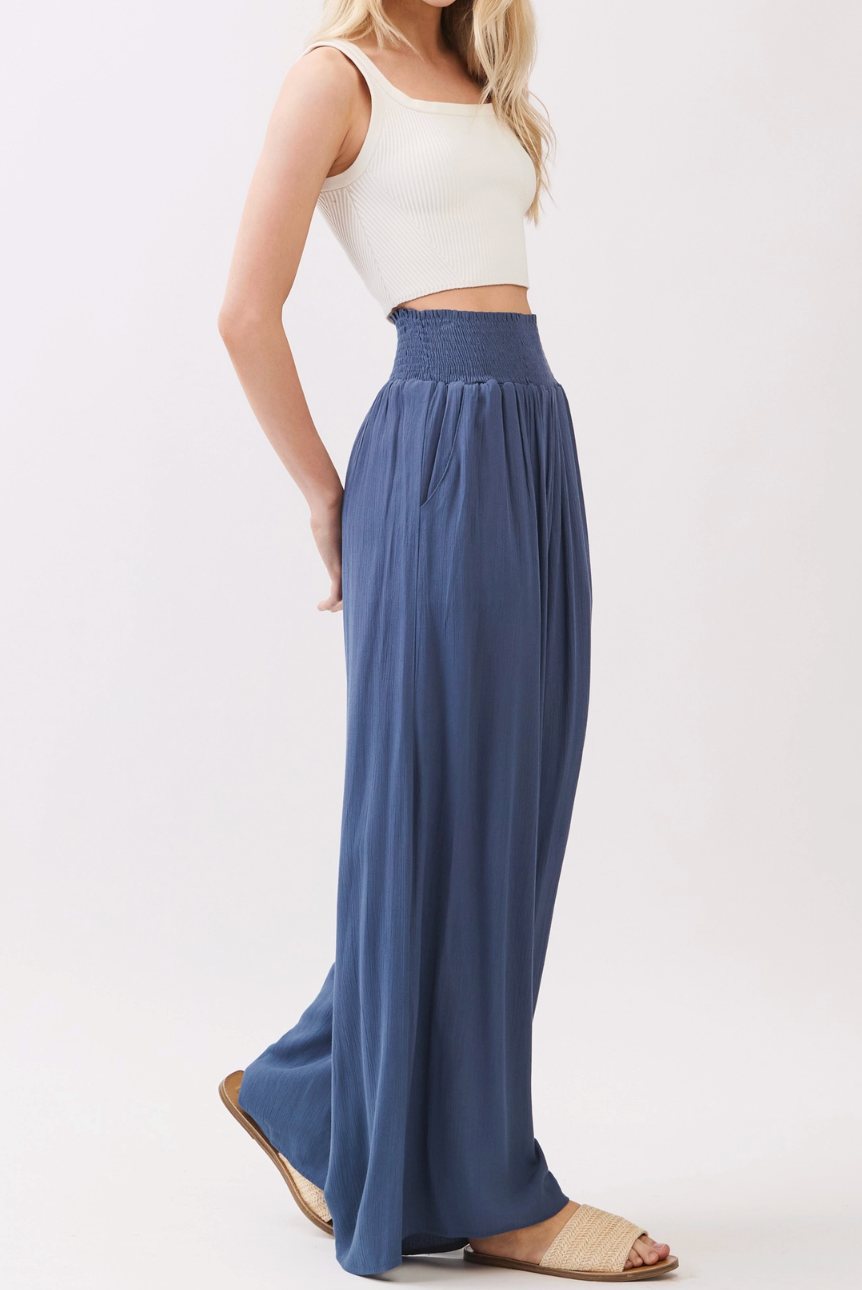 Leah Flowy Pants - Blue
