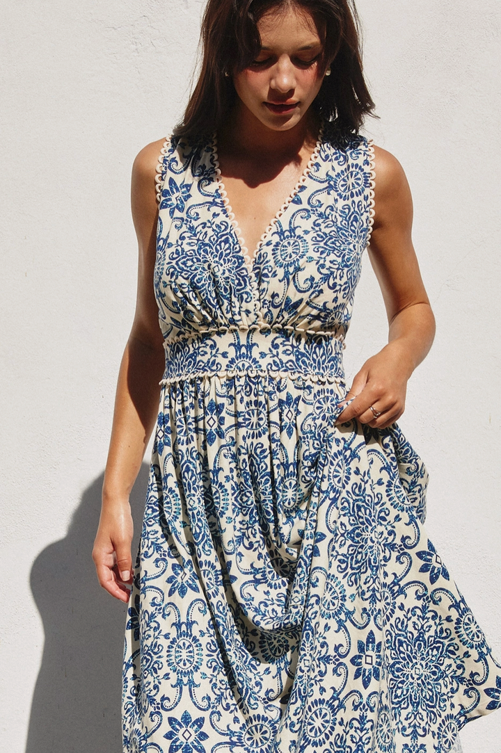 Summer in Capri Scalloped Lace Maxi Dress