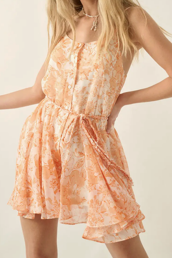 Laura Chiffon Button Front Mini Dress