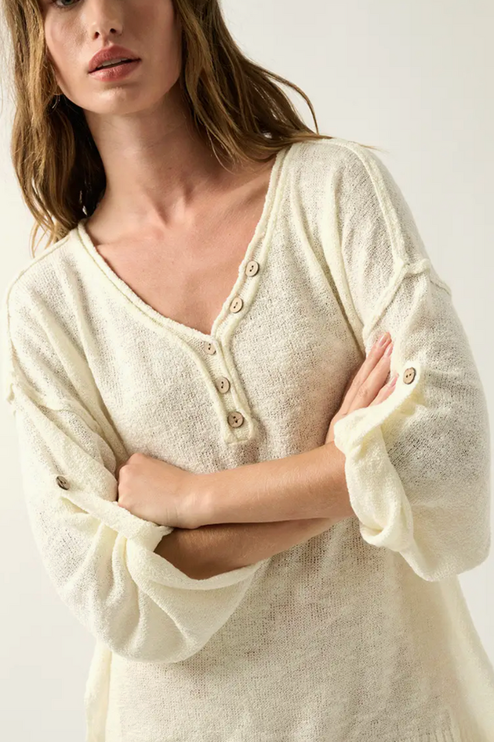 Lisa Lightweight Knit Henley Sweater