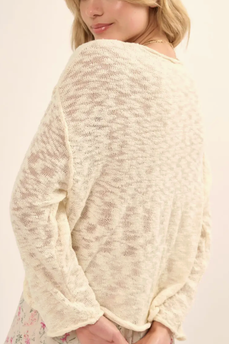 Samantha Long Sleeve Burnout Knit Sweater