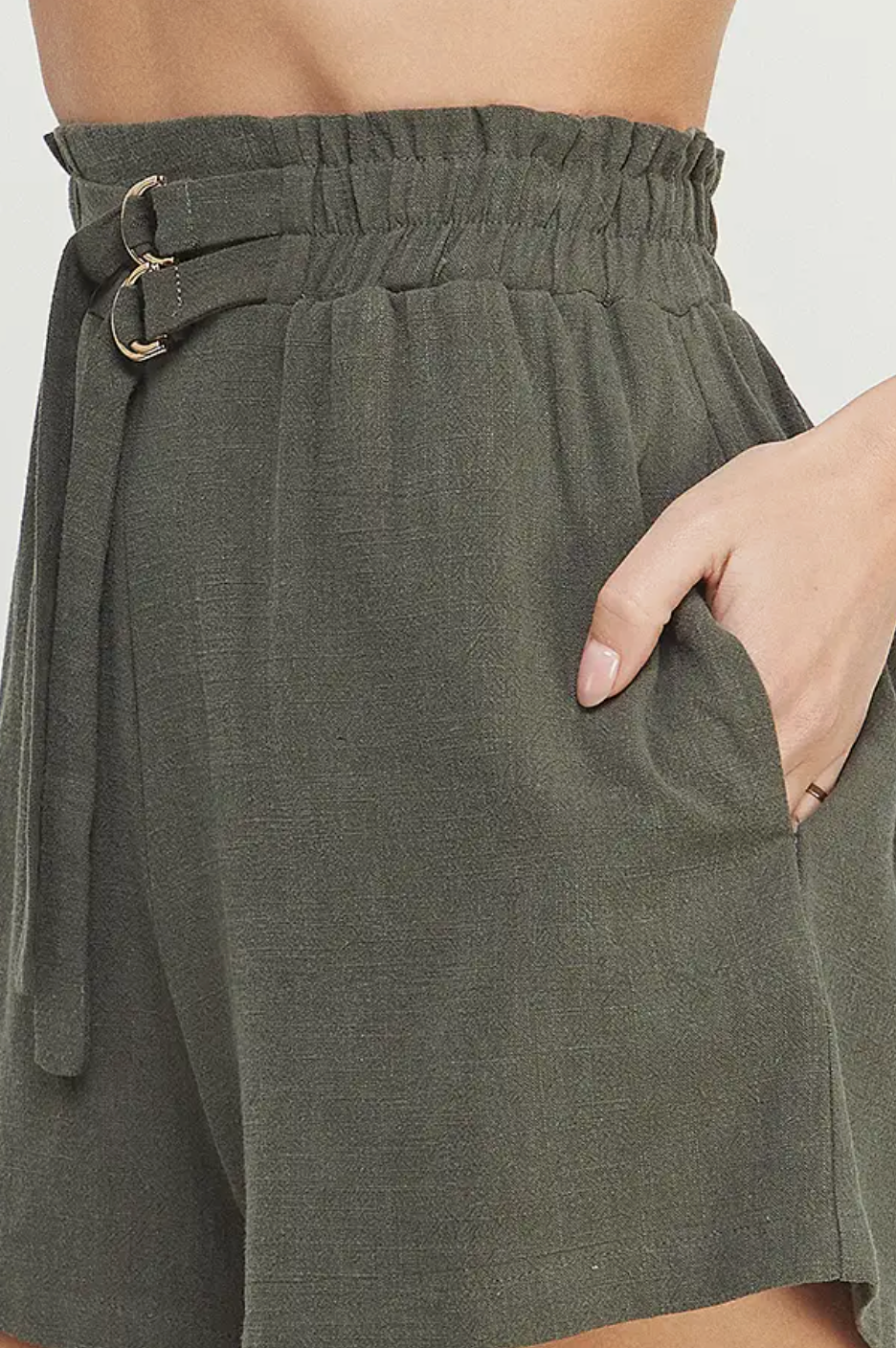 Sofia Linen Shorts with Double Buckle