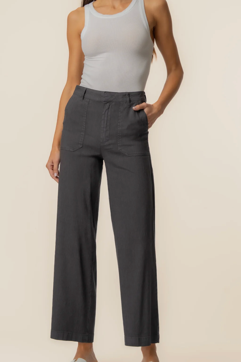 Topaz Linen Wide Leg - Charcoal