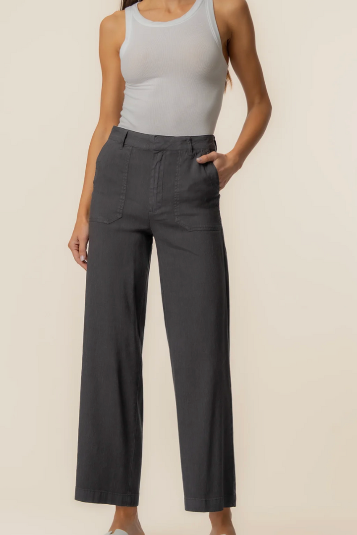 Topaz Linen Wide Leg - Charcoal