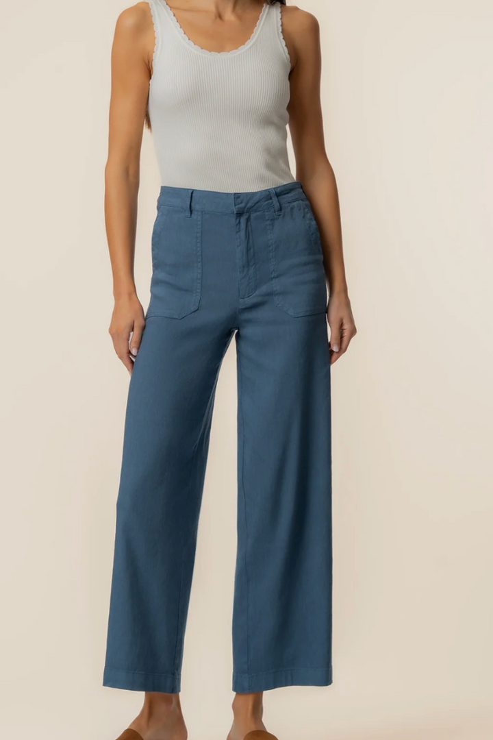 Topaz Linen Wide Leg - Coastal Blue