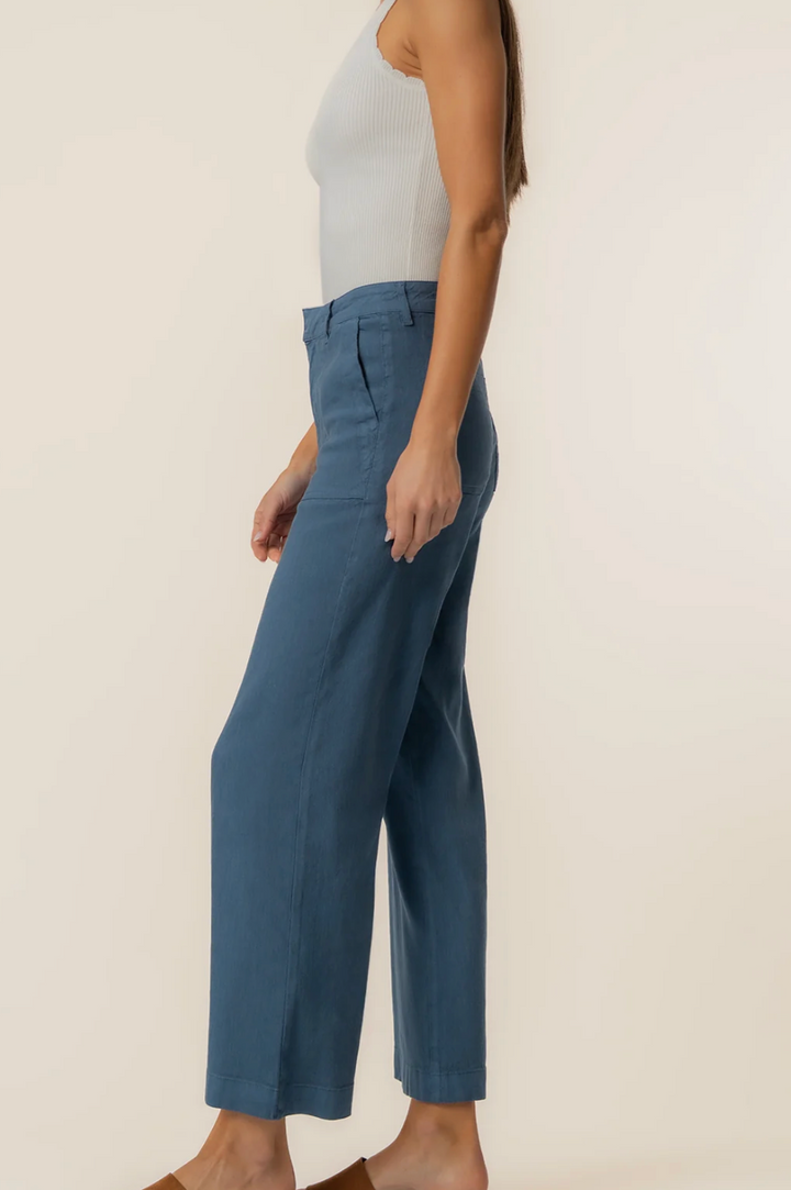 Topaz Linen Wide Leg - Coastal Blue