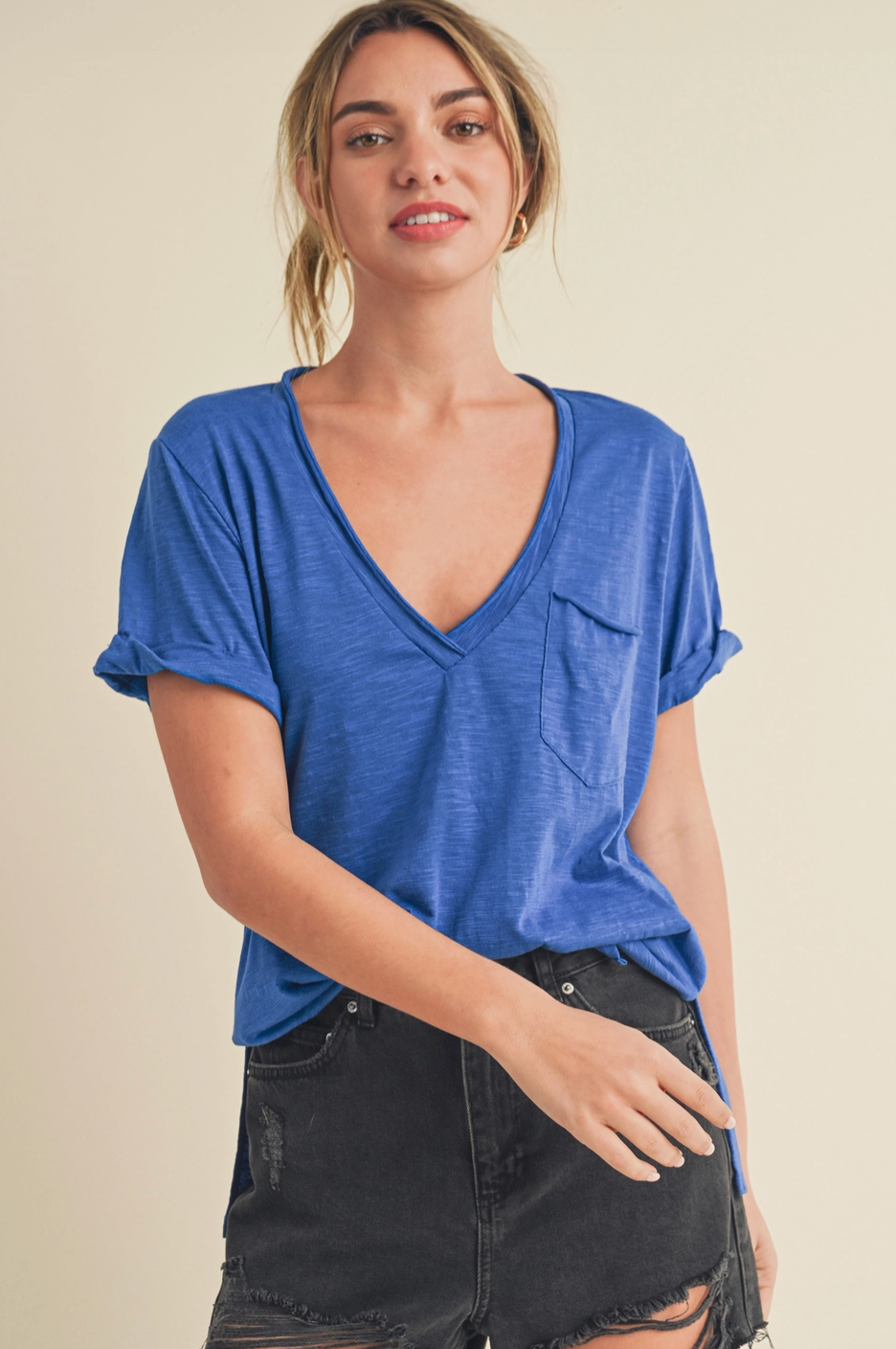 Valerie Pocket Tee - Blue