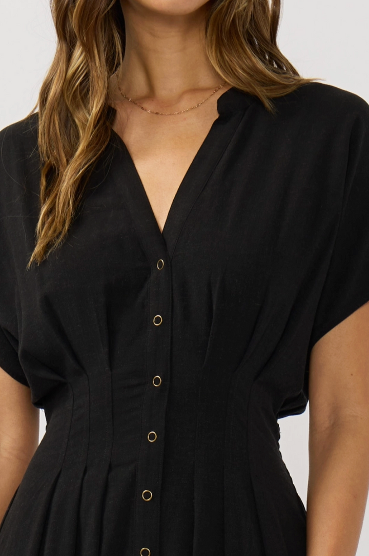 Josie Button Front Midi Dress