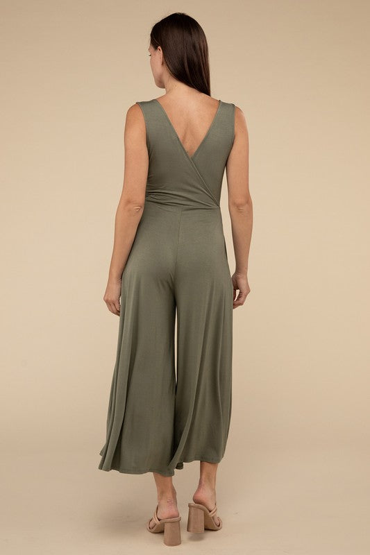 Surplice Neckline Sleeveless Jumpsuit | ONLINE EXCLUSIVE