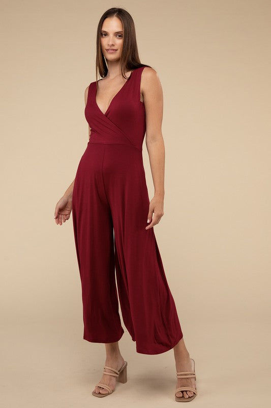 Surplice Neckline Sleeveless Jumpsuit | ONLINE EXCLUSIVE